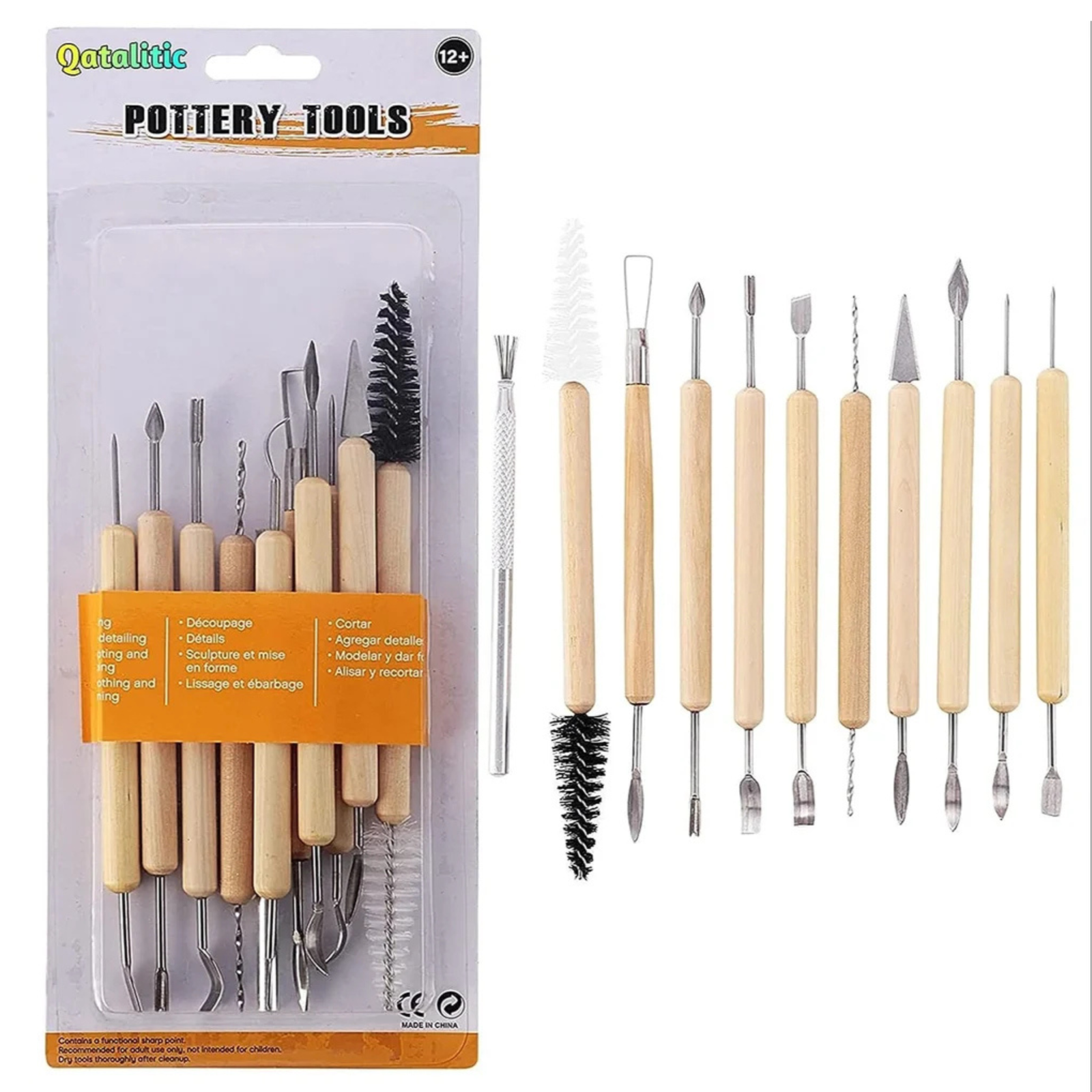 Pottery & Clay Modeling Tools Set – 11 Pieces – COLOR LAB