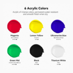 ⁦طقم ألوان أكريليك أساسية  – ‏6 × 75 مل⁩ - الصورة ⁦3⁩