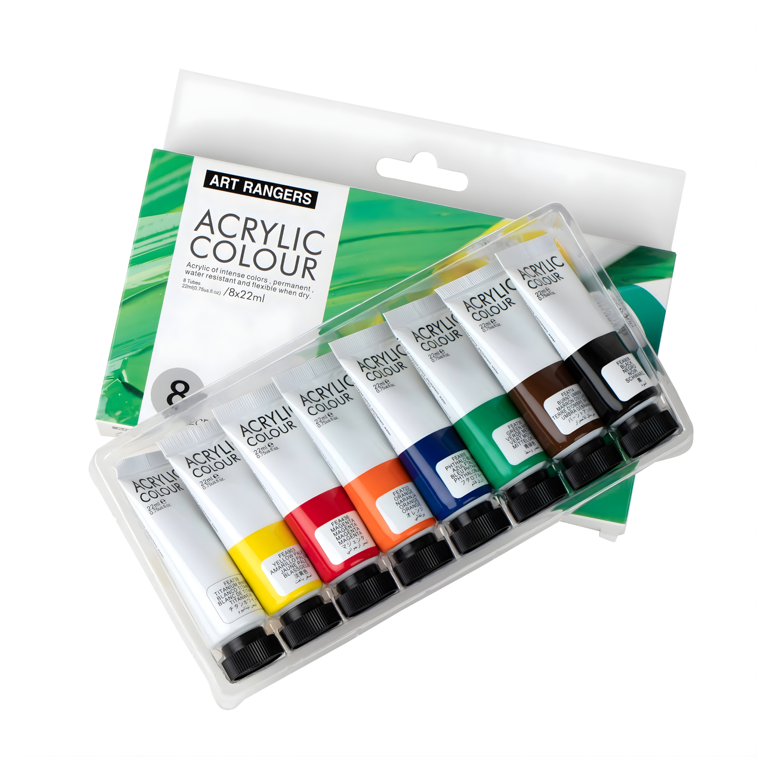 تصميم بدون عنوان - 2026-01-14T154756.406 طقم ألوان أكريليك Art Rangers – Basic Set – 8 × 22 مل - الصورة 1