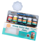 ألوان زجاج Studio – مجموعة 6 ألوان (25 مل) مع فرشاة وباليت