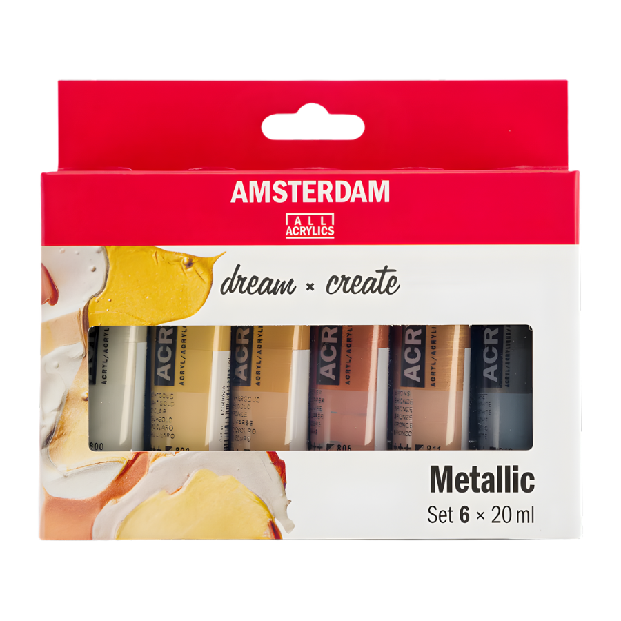 تصميم بدون عنوان - 2026-03-20T030046.308 مجموعة ألوان أكريليك ميتاليك Amsterdam Metallic 6*20ml - الصورة 1